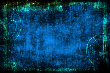 Abstract grunge futuristic cyber technology background. Blueprint on old grungy scratch surface. Grunge frame