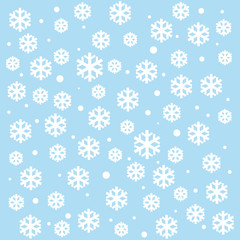 Snowflakes on blue sky - Christmas seamless background