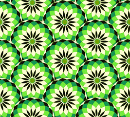 seamless tile geometric floral pattern green ivory black