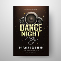 Dance Night Party template or clud invitation card design with speakers illustration.