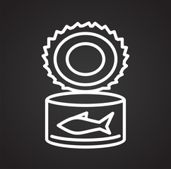 Canned fish line icon on black background for graphic and web design, Modern simple vector sign. Internet concept. Trendy symbol for website design web button or mobile app