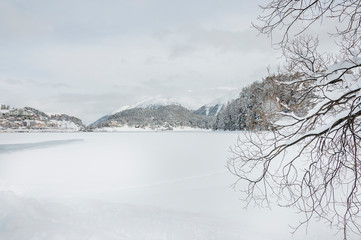 St. Moritz, St. Moritzersee, Bergsee, Muottas Muragl, Alpen, Graubünden, Wanderweg, Wintersport, Winter, Schweiz