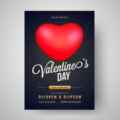 Valentine's Day celebration template or flyer design with time, date and venue details.