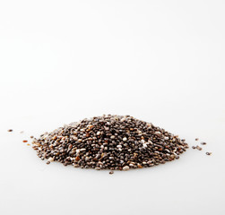 Pile Of Chia Seeds On White Background