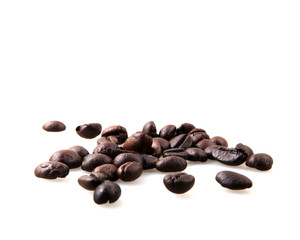Roasted Coffee Beans Over White Background