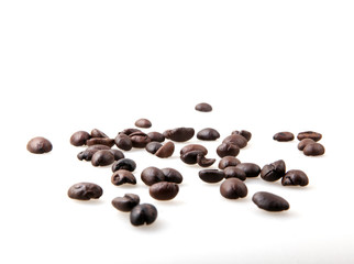 Roasted Coffee Beans Over White Background