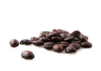 Roasted Coffee Beans Over White Background