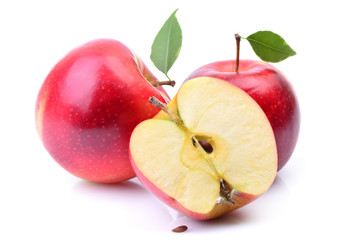 Red apples on white background