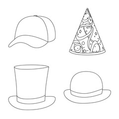 Isolated object of headgear and napper symbol. Collection of headgear and helmet vector icon for stock.