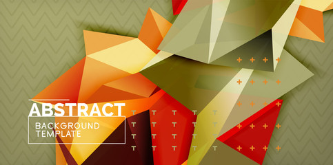 Vector triangular 3d geometric shapes background, modern poster design