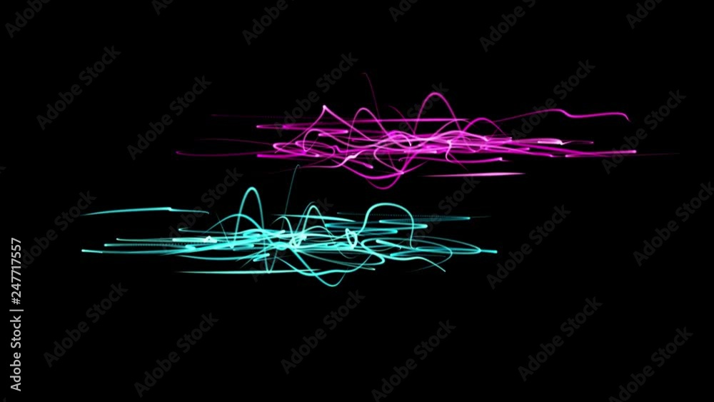 Wall mural waves of colored lines, move towards each other, brilliant animation, new quality brilliant dynamic 