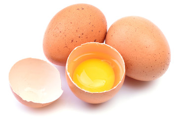 Eggs in isolated white background