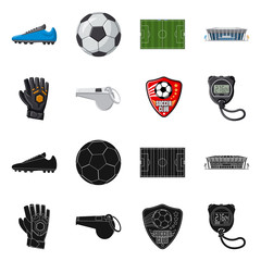 Vector design of soccer and gear symbol. Set of soccer and tournament stock vector illustration.