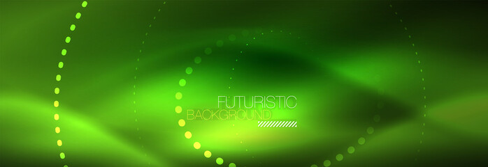 Green neon dotted circles background