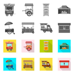 Fototapeta na wymiar Vector design of market and exterior sign. Collection of market and food stock symbol for web.