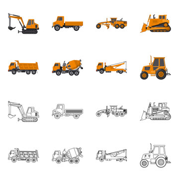 Vector illustration of build and construction icon. Collection of build and machinery stock vector illustration.