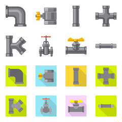Isolated object of pipe and tube icon. Set of pipe and pipeline vector icon for stock.