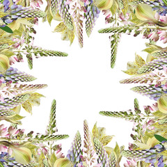 Beautiful floral background of alstroemeria and lupine  
