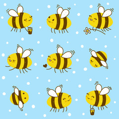 Stoffe zum Nähen Seamless pattern with cute honey bees