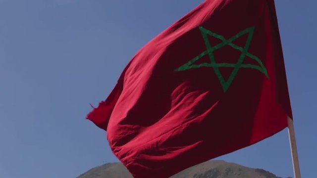 Moroccan flag in the sky
