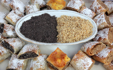 Minced walnuts and poppy seeds