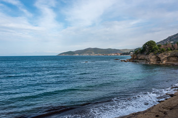 Waves Washing up onto the Beach in Southern Italy