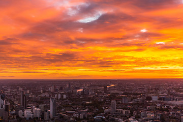 Naklejka na ściany i meble Beautiful Sunset and view of London Cityscape from the Shard Building 