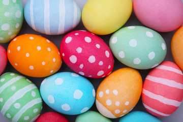 Colorful Easter eggs background, pastel, hand painted