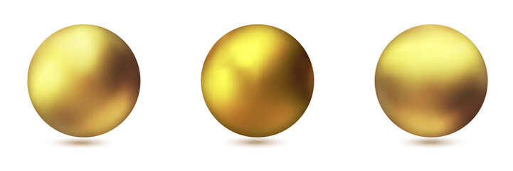 Set of realistic gold metal spheres, vector golden balls. - 247725311