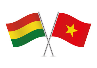 Fototapeta na wymiar Bolivia and Vietnam flags. Vector illustration.