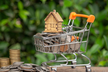 money saving concept for buy house or investment,.real estate.