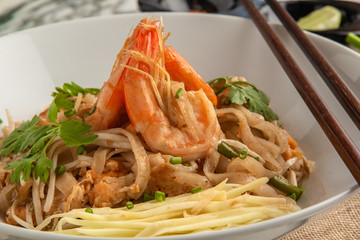 Pad Thai. Thai style noodles. Thai food.
