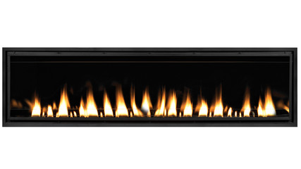 Burning gas fireplace isolated on white background