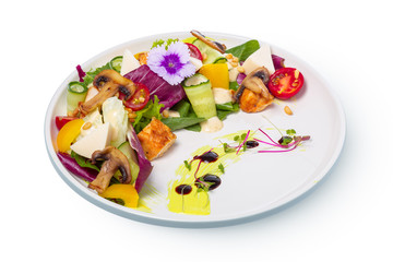 Fresh vegetable salad isolated on white background