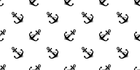 Anchor seamless pattern boat vector rope isolated pirate helm scarf Nautical maritime ocean sea repeat wallpaper tile background illustration