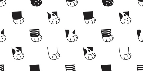 cat paw seamless pattern vector calico kitten breed footprint cartoon scarf isolated repeat wallpaper tile background illustration doodle
