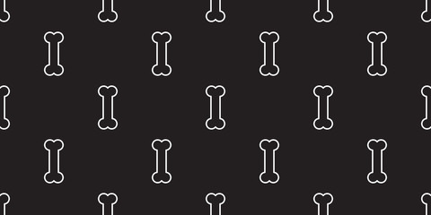 Dog Bone bulldog Seamless pattern puppy doodle vector wallpaper background black
