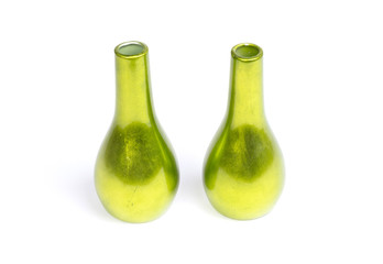 Green vases isolated