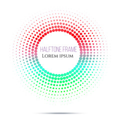 Abstract circle green and red gradient halftone on white background. Vector illustration eps 10
