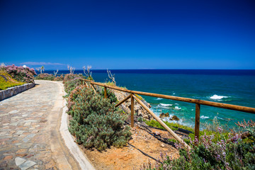 Obraz premium Colorful footpath to the sea on the island of Crete