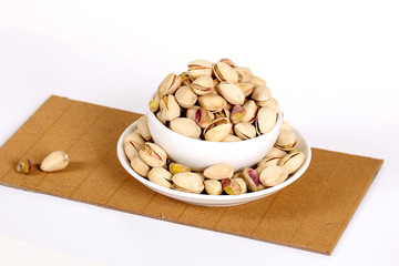 pistachios on a white background
