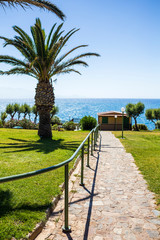 Colorful footpath to the sea on the island of Crete