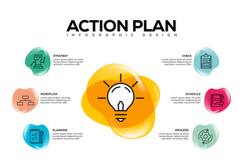 ACTION PLAN INFOGRAPHIC CONCEPT - obrazy, fototapety, plakaty