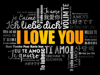 love words "I love you" in different languages of the world, word cloud background © dizain
