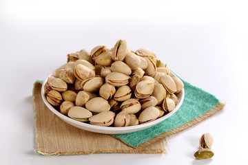 pistachios on a white background
