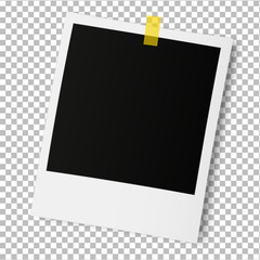 Old photo frame isolated on transparent background.