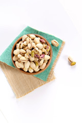 pistachios on a white background