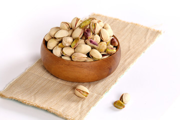 pistachios on a white background