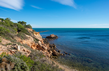 Fototapeta na wymiar Views of the coast of Ametlla on the Costa Daurada