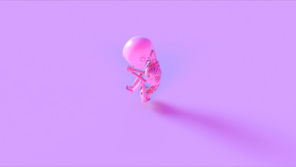 Pink Futuristic Artificial Intelligence Embryo Baby 3d illustration 3d render